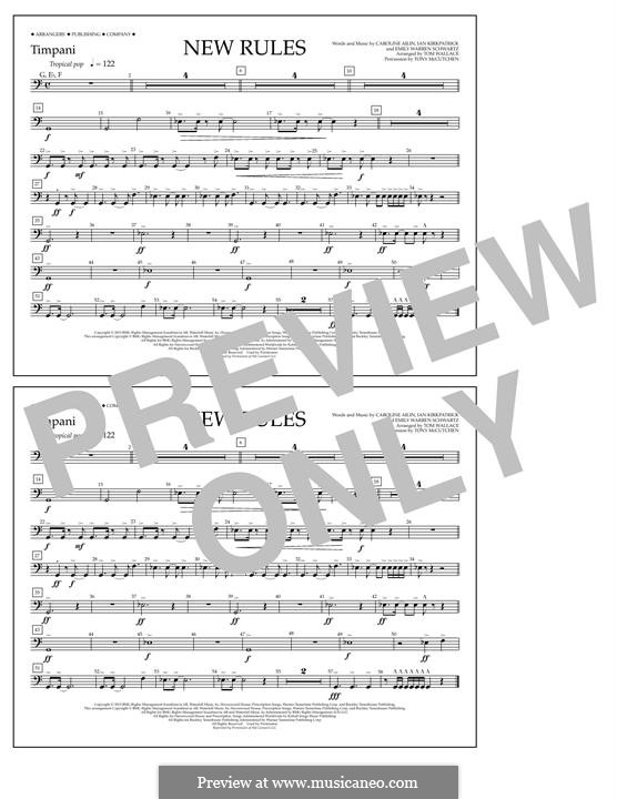 New Rules (Dua Lipa): Timpani part by Ian Kirkpatrick, Emily Schwartz, Caroline Ailin