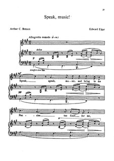Two Songs, Op.41: No.2 Speak, Music by Edward Elgar