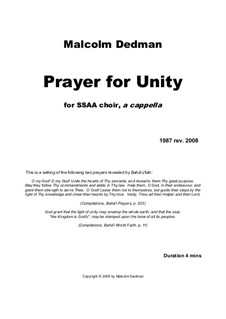 Prayer for Unity, MMC12: Prayer for Unity by Malcolm Dedman