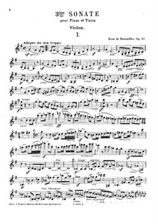 Sonata for Violin and Piano No.3 in G Major, Op.67: Solo part by René de Boisdeffre