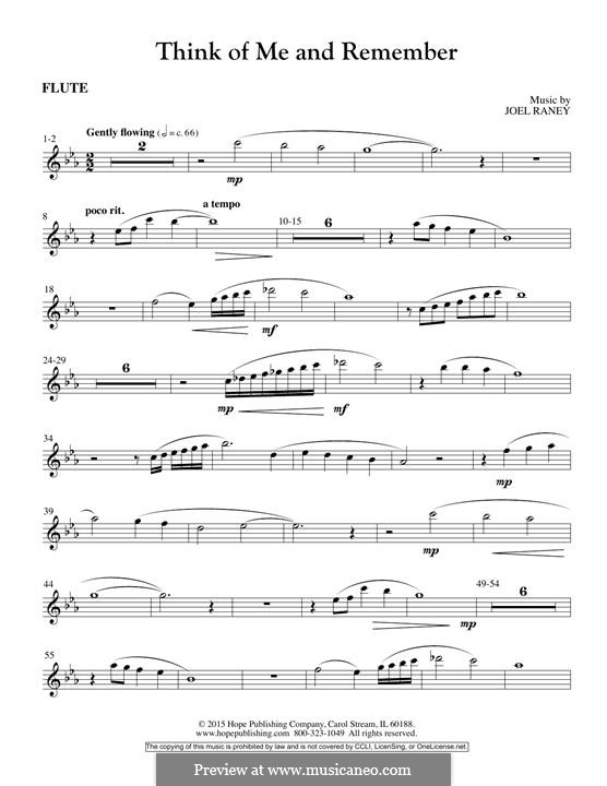 Think of Me and Remember: Flute part by Joel Raney