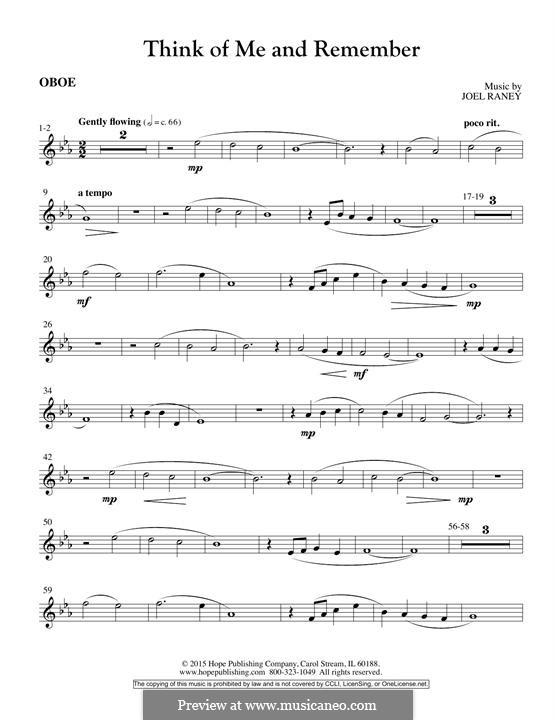 Think of Me and Remember: Oboe part by Joel Raney