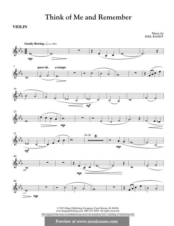 Think of Me and Remember: Violin part by Joel Raney
