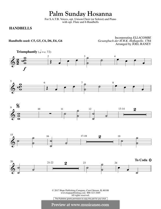 Palm Sunday Hosanna: Handbells part by Unknown (works before 1850)