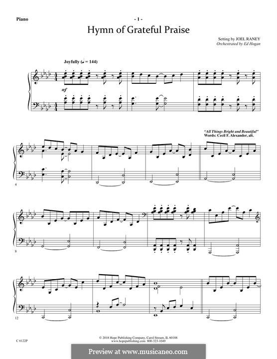 Hymn of Grateful Praise by J. Raney - sheet music on MusicaNeo
