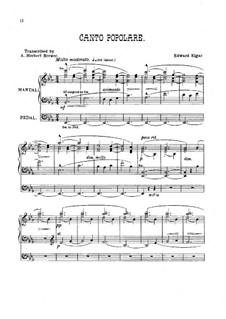 In the South (Alassio). Concert Overture, Op.50: Canto popolare, for organ by Edward Elgar