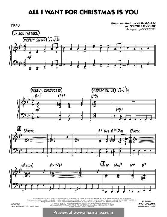 Instrumental version: Piano part by Mariah Carey, Walter Afanasieff