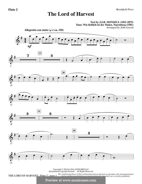 The Lord of Harvest (arr. John Leavitt): Flute 2 part by Unknown (works before 1850)