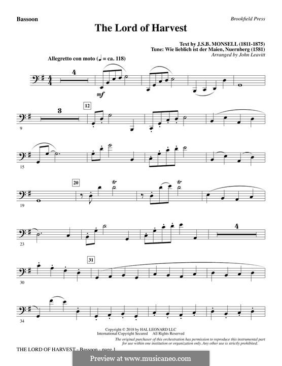 The Lord of Harvest (arr. John Leavitt): Bassoon part by Unknown (works before 1850)