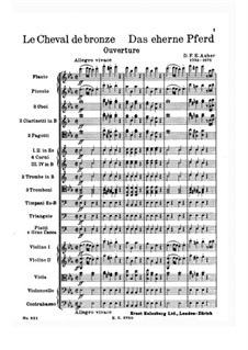 Le cheval de bronze (The Bronze Horse): Overture, full score by Daniel Auber