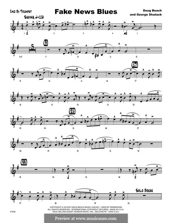 Fake News Blues: 2nd Bb Trumpet part by Doug Beach