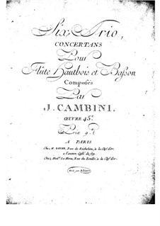 Six Concert Trios for Flute, Oboe and Bassoon, Op.45: Oboe (or flute) part by Giuseppe Maria Cambini