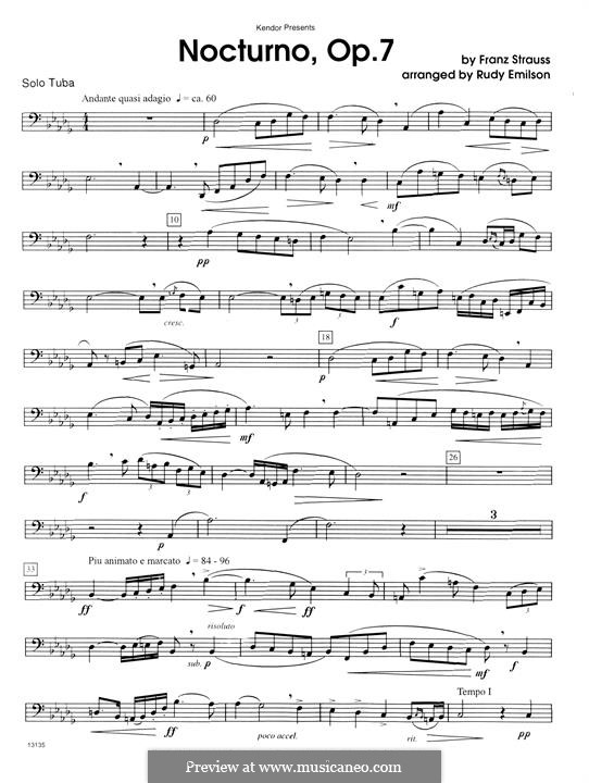 Nocturne for French Horn or Cello and Piano Op.7 by F. Strauss