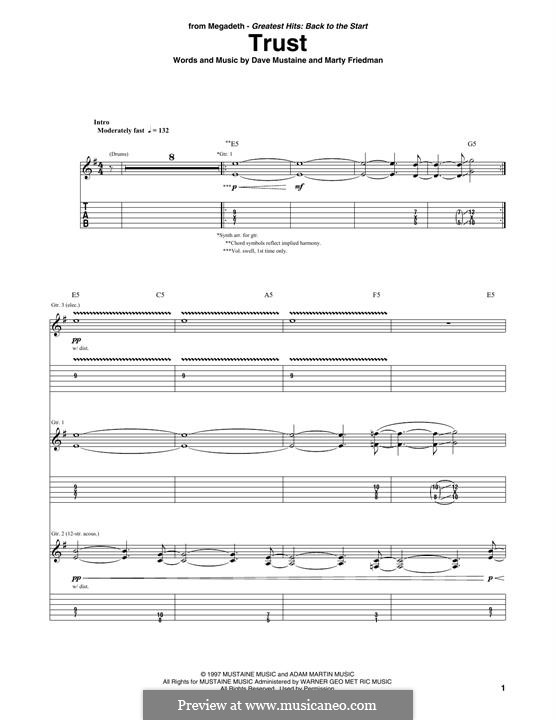 Trust (Megadeth): For guitar by Dave Mustaine, Martin Friedman