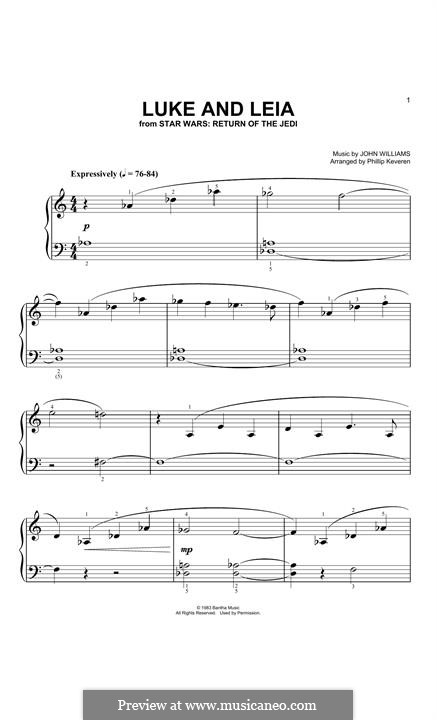 Luke and Leia (from Star Wars: Return of the Jedi): For piano by John Williams