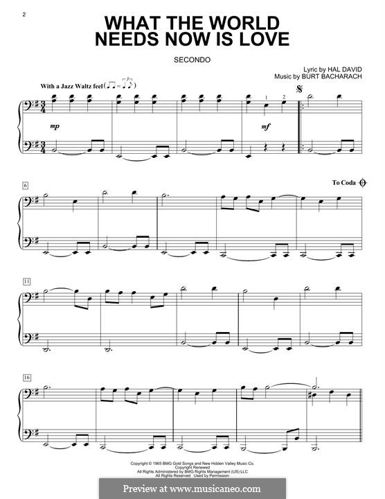 What The World Needs Now Is Love By B Bacharach Sheet Music On Musicaneo What The World Needs Now Is Love By B Bacharach Sheet Music On Musicaneo