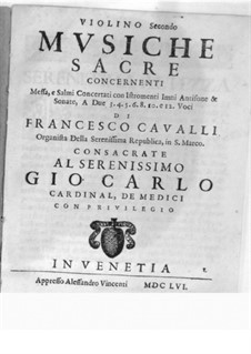 Musiche Sacre concernenti: Violin II part by Pietro Francesco Cavalli