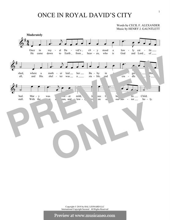 Once in Royal David's City (Printable scores): For flute by Henry John Gauntlett