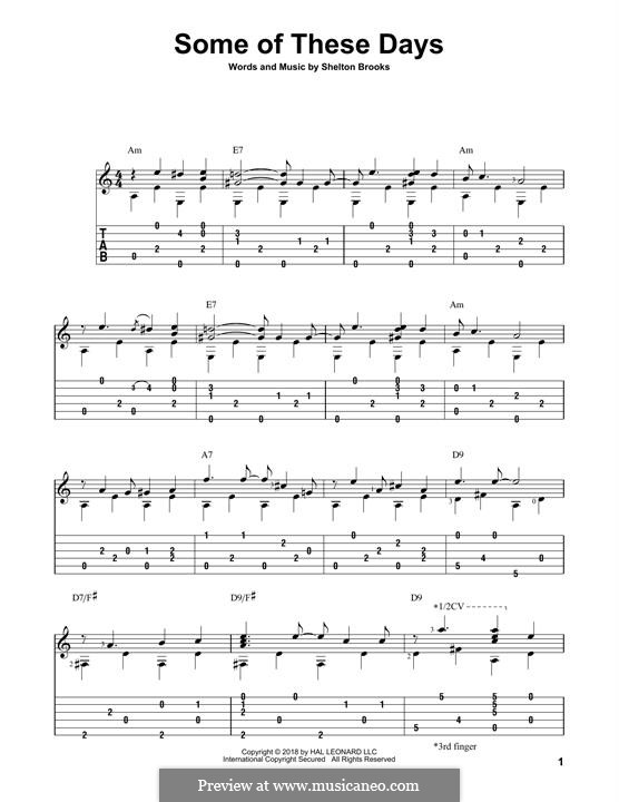 Some of These Days: For guitar by Shelton Brooks