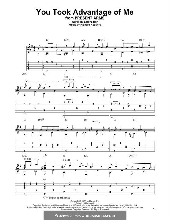 You Took Advantage of Me: For guitar by Richard Rodgers