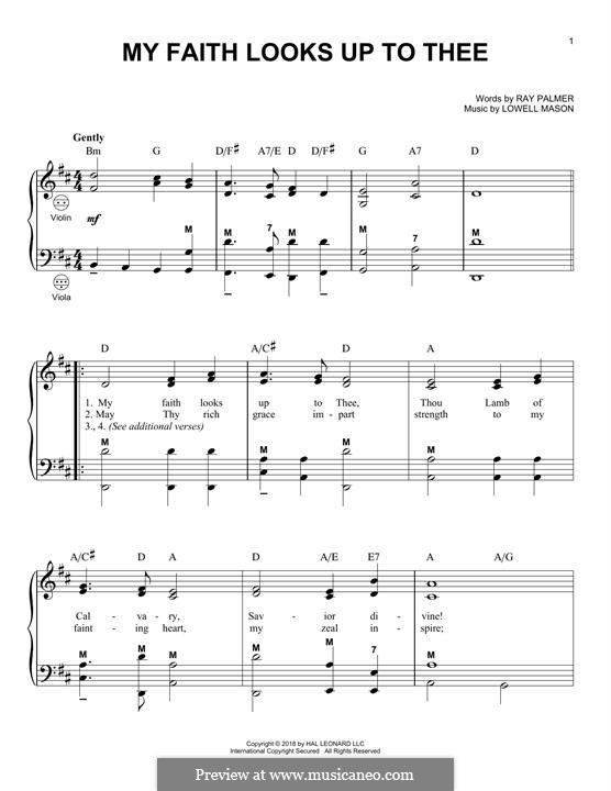 My Faith Looks Up to Thee: For accordion by Lowell Mason