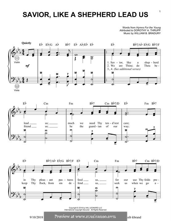 Savior, Like a Shepherd Lead Us: For accordion by William Batchelder Bradbury