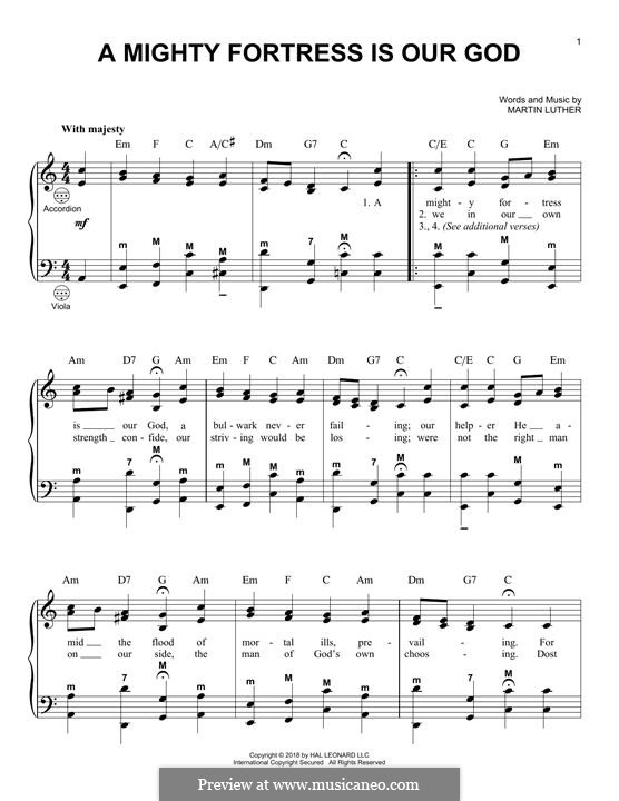 A Mighty Fortress Is Our God: For accordion by Martin Luther