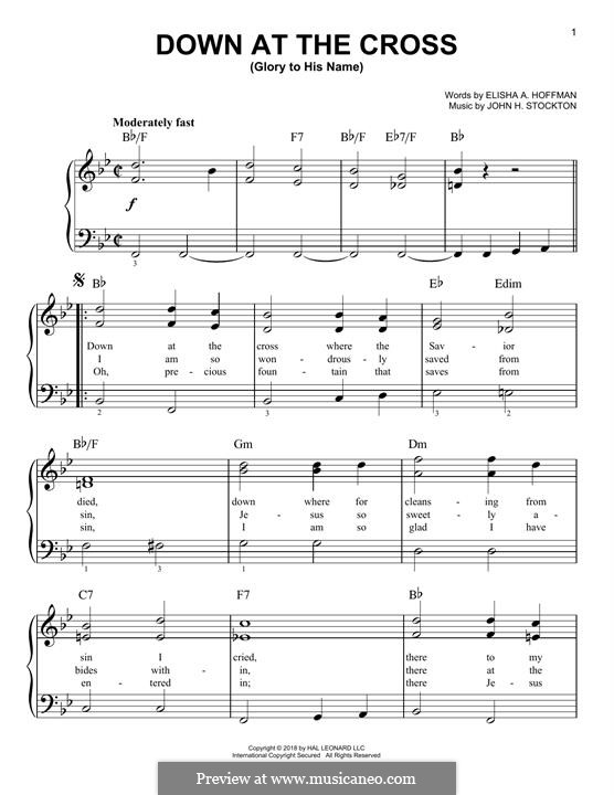 Down at the Cross (Glory to His Name): For piano by John H. Stockton