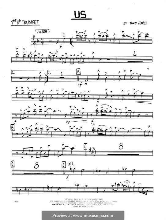 Us: 1st Bb Trumpet part by Thad Jones