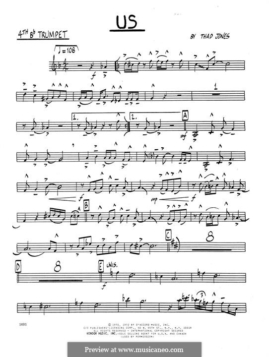Us: 4th Bb Trumpet part by Thad Jones