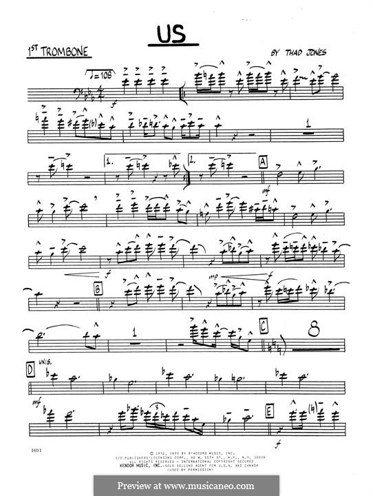 Us: 1st Trombone part by Thad Jones