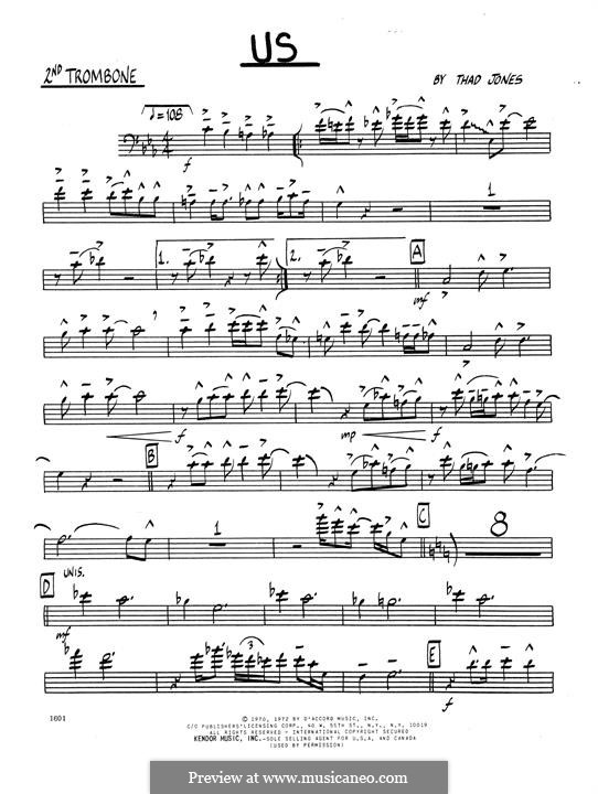 Us: 2nd Trombone part by Thad Jones