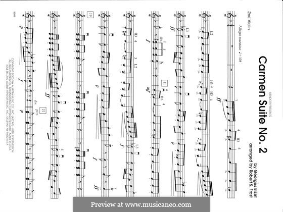 Second Suite: Chanson Du Toreador, La Garde Montante - 2nd Violin part by Georges Bizet