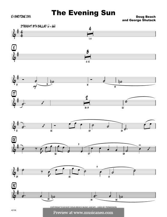 The Evening Sun: Eb Baritone Saxophone part by Doug Beach