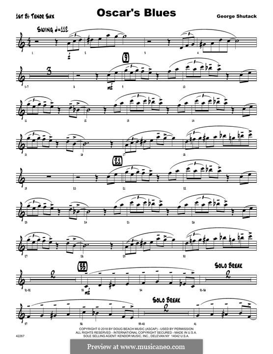 Oscar's Blues: 1st Tenor Saxophone part by George Shutack