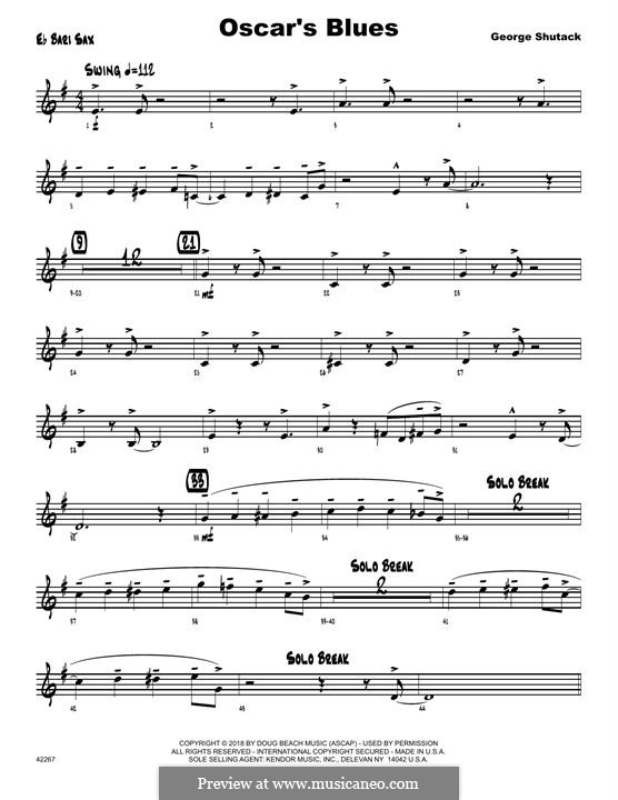 Oscar's Blues: Eb Baritone Saxophone part by George Shutack