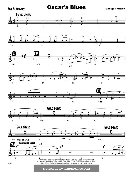 Oscar's Blues: 2nd Bb Trumpet part by George Shutack
