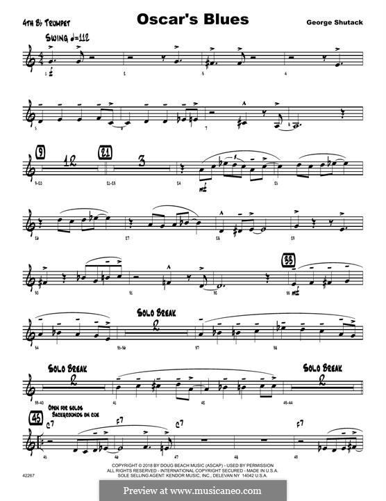 Oscar's Blues: 4th Bb Trumpet part by George Shutack