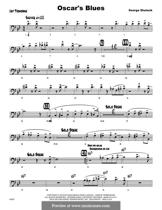 Oscar's Blues: 1st Trombone part by George Shutack