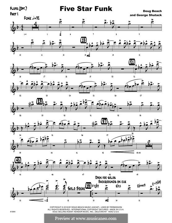 Five Star Funk: Flute part by Doug Beach