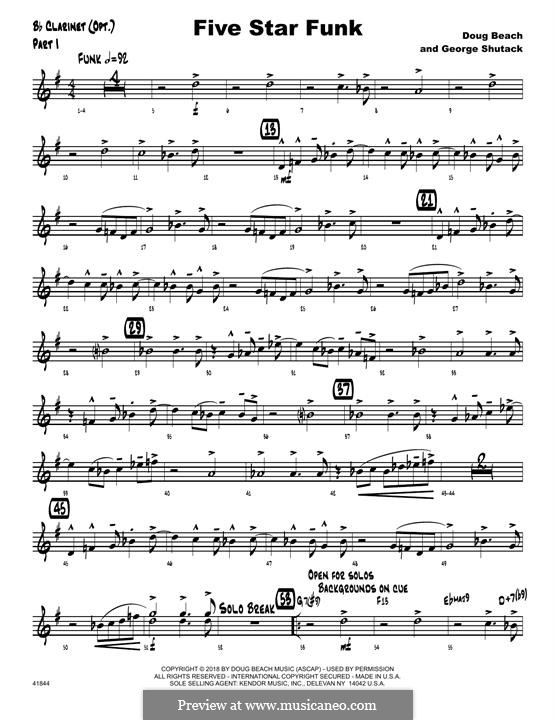 Five Star Funk: Bb Clarinet part by Doug Beach