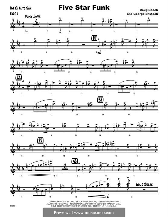 Five Star Funk: 1st Eb Alto Saxophone part by Doug Beach