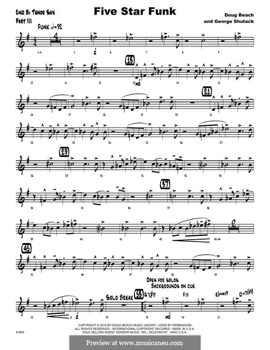 Five Star Funk: 2nd Bb Tenor Saxophone part by Doug Beach