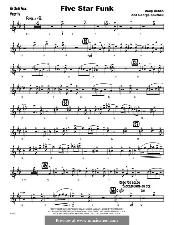 Five Star Funk: Eb Baritone Saxophone part by Doug Beach