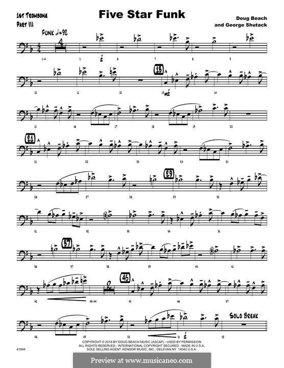 Five Star Funk: 1st Trombone part by Doug Beach