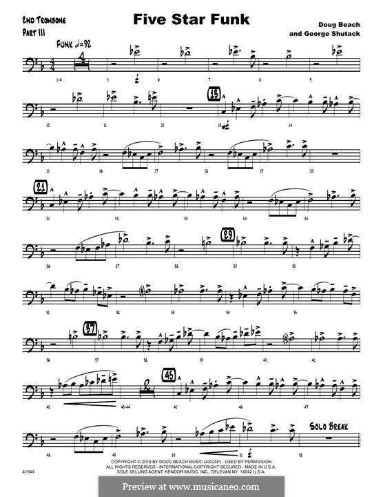 Five Star Funk: 2nd Trombone part by Doug Beach