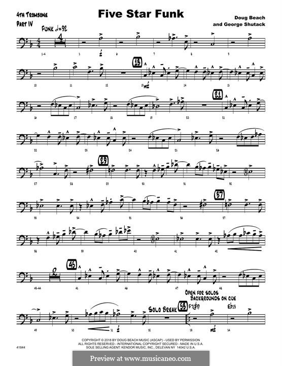 Five Star Funk: 4th Trombone part by Doug Beach