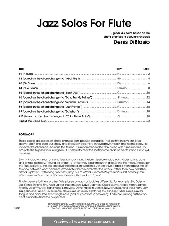 Jazz Solos for Flute by D. DiBlasio sheet music on MusicaNeo