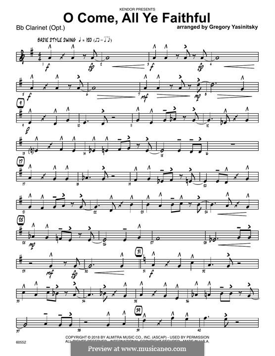Jazz Ensemble version: Bb Clarinet part by John Francis Wade