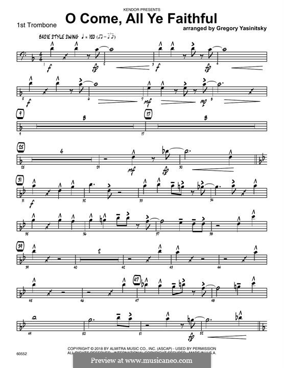 Jazz Ensemble version: 1st Trombone part by John Francis Wade